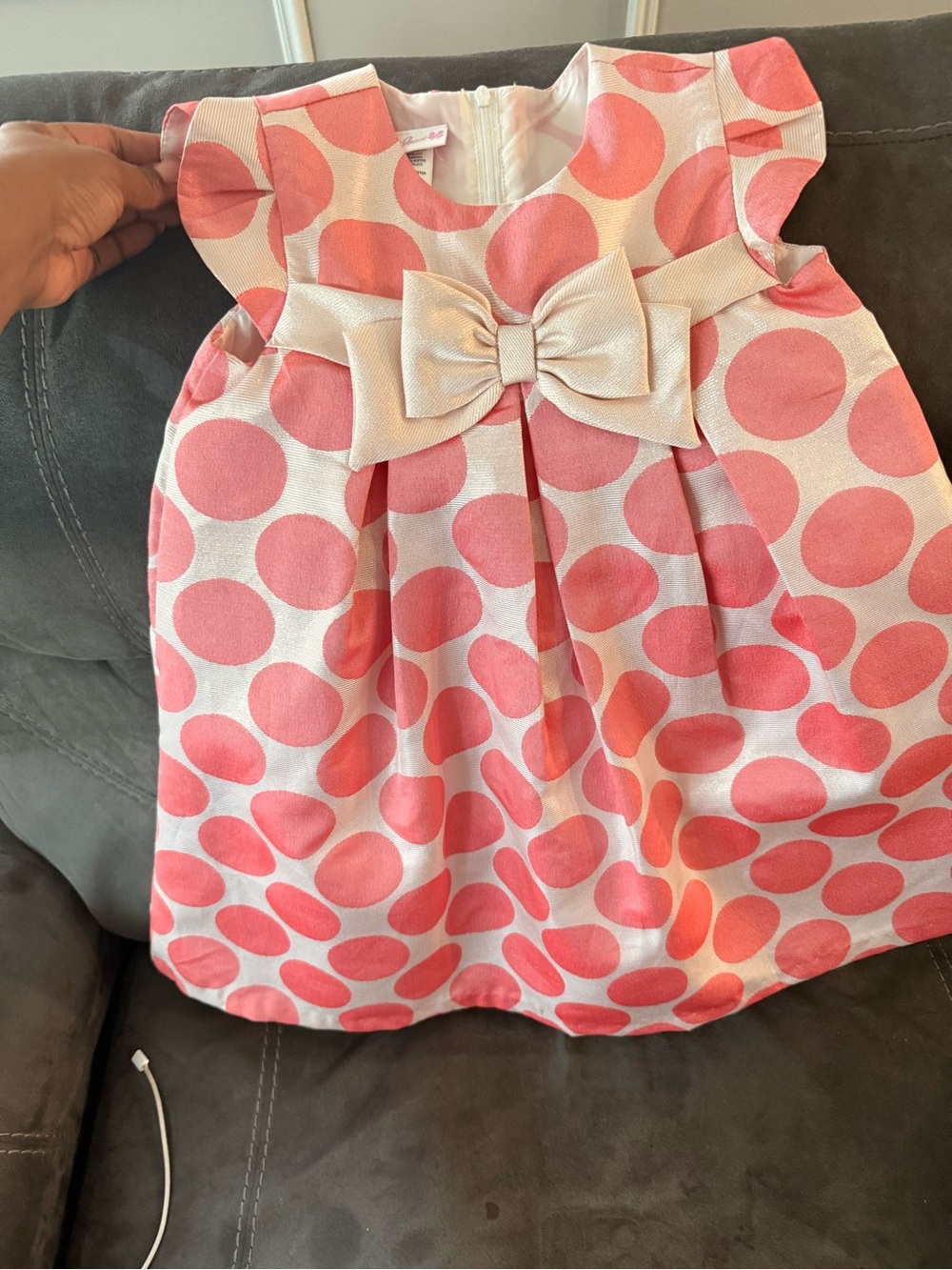Bonnie Jean Pink Polka Dot Bow Dress